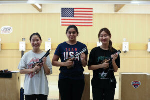 The top three overall Women’s Air Pistol Winners.